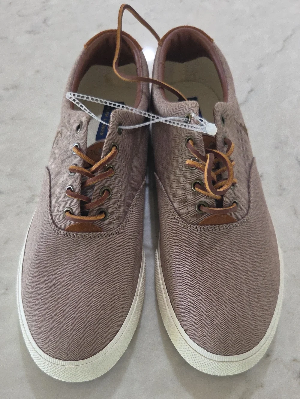 Polo Ralph Lauren Casual Men's Canvas Sneakers in Taupe with Contrast Laces